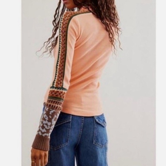 NWOT Free People Switch It Up Long Sleeve Thermal Top Knit Sweater - Picture 2 of 4